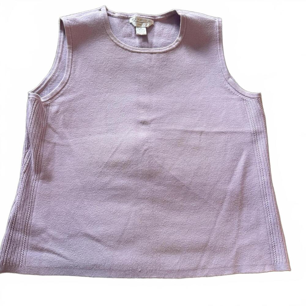 Petite Sophisticate Lavender Ribbed Sweater Sleeveless Tank‎ Wms SZ S Preppy y2k